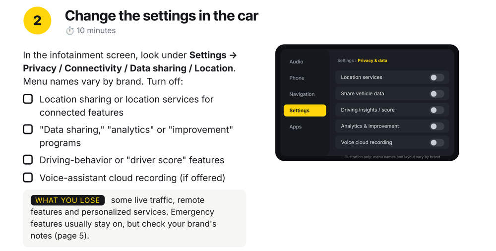 Step 2: change the settings in the car